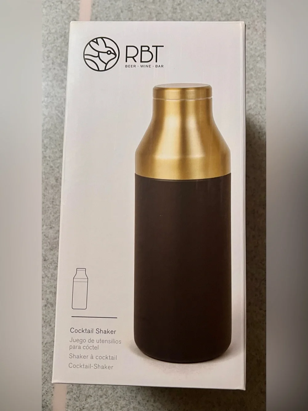 RBT Gold and Black Matte Cocktail Shaker New